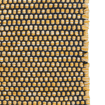 שטיח גפן כותנה 01 צהוב/שחור עם פרנזים | השטיח האדום