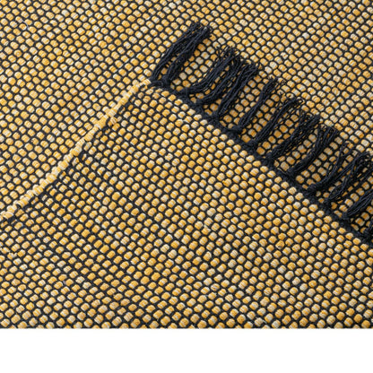 שטיח גפן כותנה 01 צהוב/שחור עם פרנזים | השטיח האדום