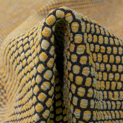 שטיח גפן כותנה 01 צהוב/שחור עגול | השטיח האדום