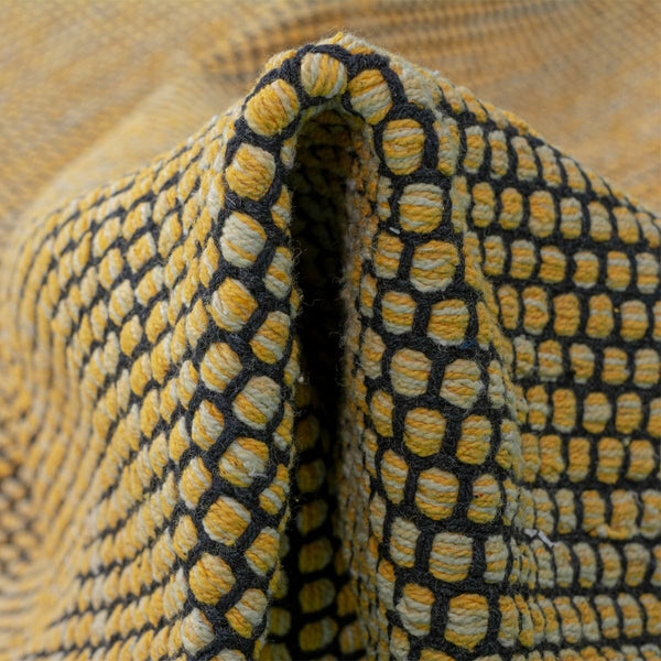שטיח גפן כותנה 01 צהוב/שחור עם פרנזים GEFEN - hover