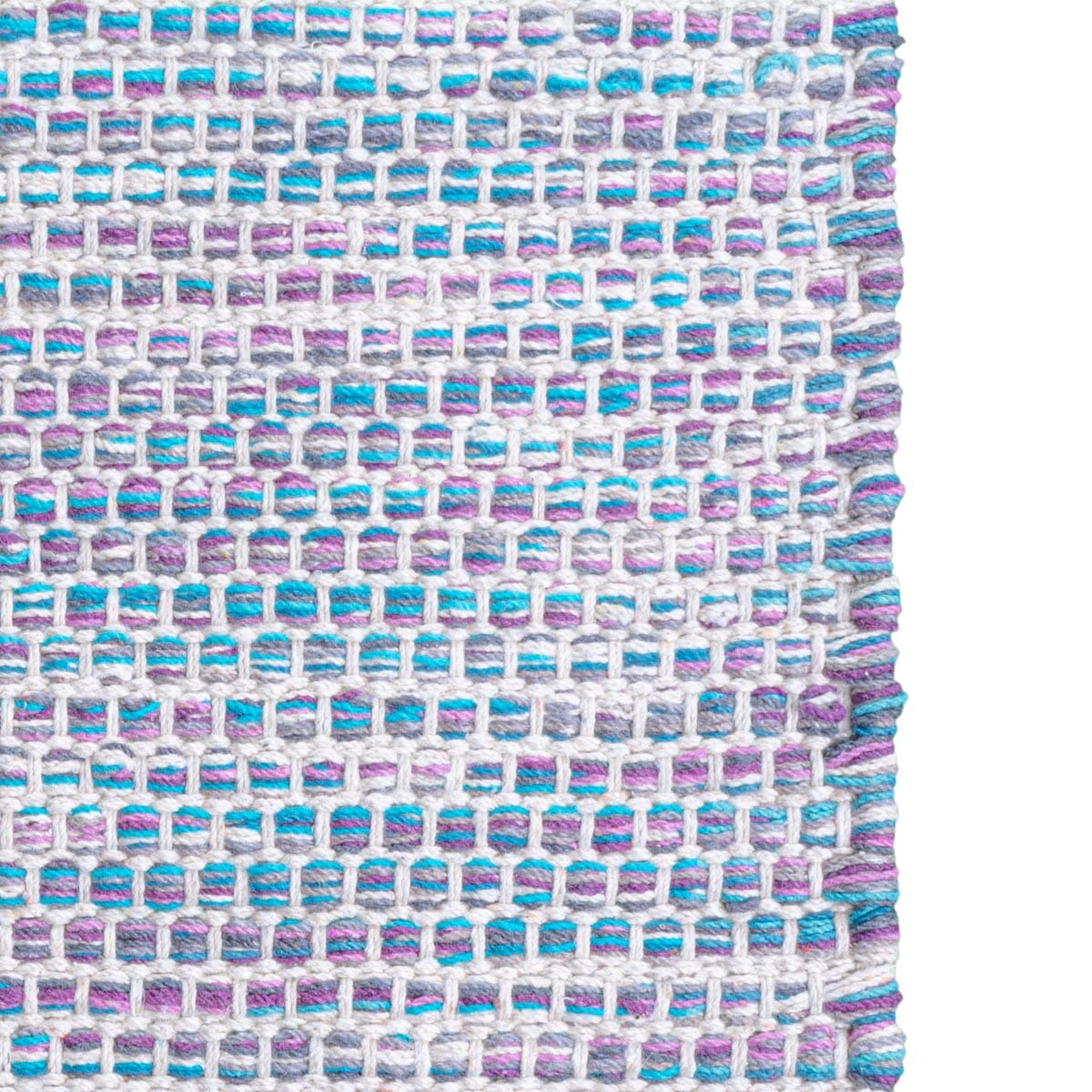 שטיח גפן כותנה 01 לבן/סגול/כחול עם פרנזים | השטיח האדום