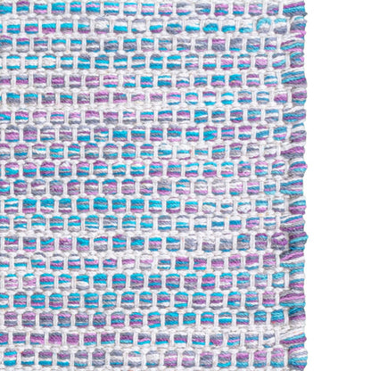 שטיח גפן כותנה 01 לבן/סגול/כחול עם פרנזים | השטיח האדום