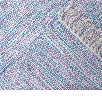 שטיח גפן כותנה 01 לבן/סגול/כחול עם פרנזים | השטיח האדום