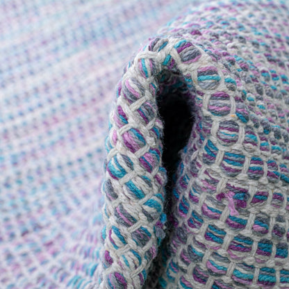 שטיח גפן כותנה 01 לבן/סגול/כחול עגול | השטיח האדום