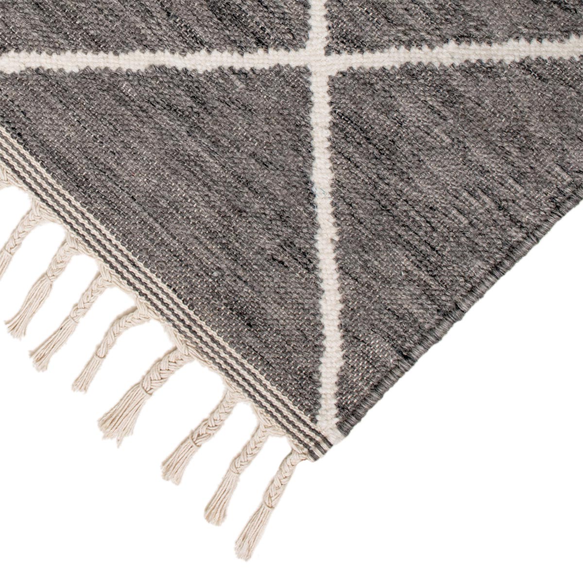 שטיח קילים שוהם 01 אפור כהה ראנר עם פרנזים | השטיח האדום