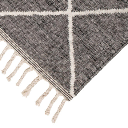 שטיח קילים שוהם 01 אפור כהה ראנר עם פרנזים | השטיח האדום