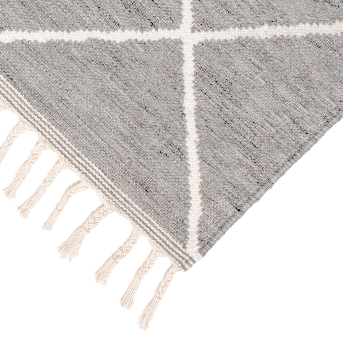 שטיח קילים שוהם 01 אפור בהיר ראנר עם פרנזים | השטיח האדום