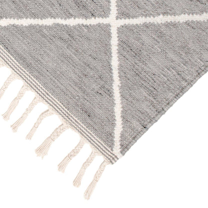 שטיח קילים שוהם 01 אפור בהיר ראנר עם פרנזים | השטיח האדום