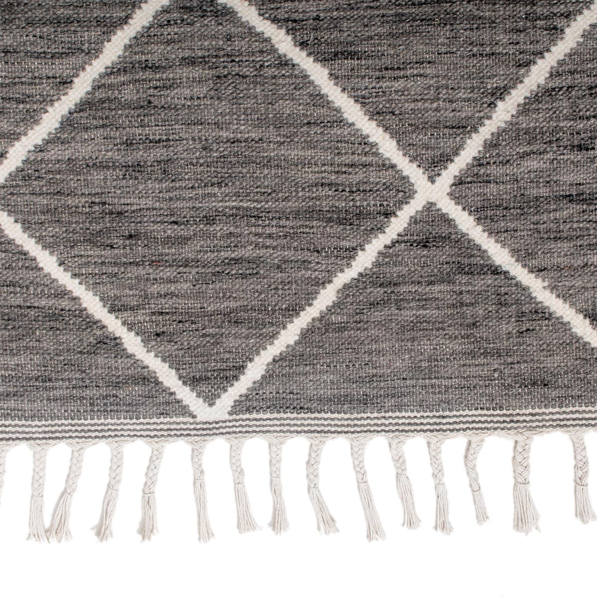 שטיח קילים שוהם 01 אפור כהה ראנר עם פרנזים | השטיח האדום