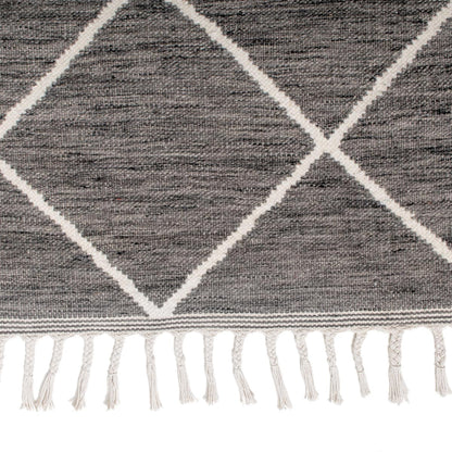 שטיח קילים שוהם 01 אפור כהה ראנר עם פרנזים | השטיח האדום