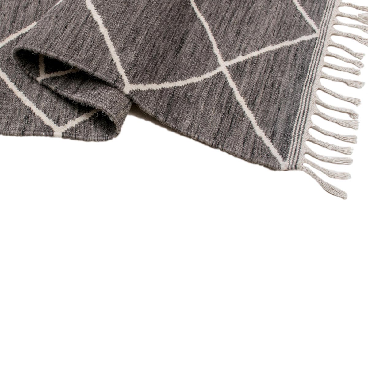 שטיח קילים שוהם 01 אפור כהה ראנר עם פרנזים | השטיח האדום