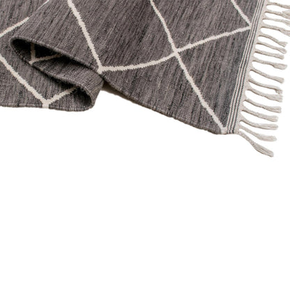 שטיח קילים שוהם 01 אפור כהה ראנר עם פרנזים | השטיח האדום