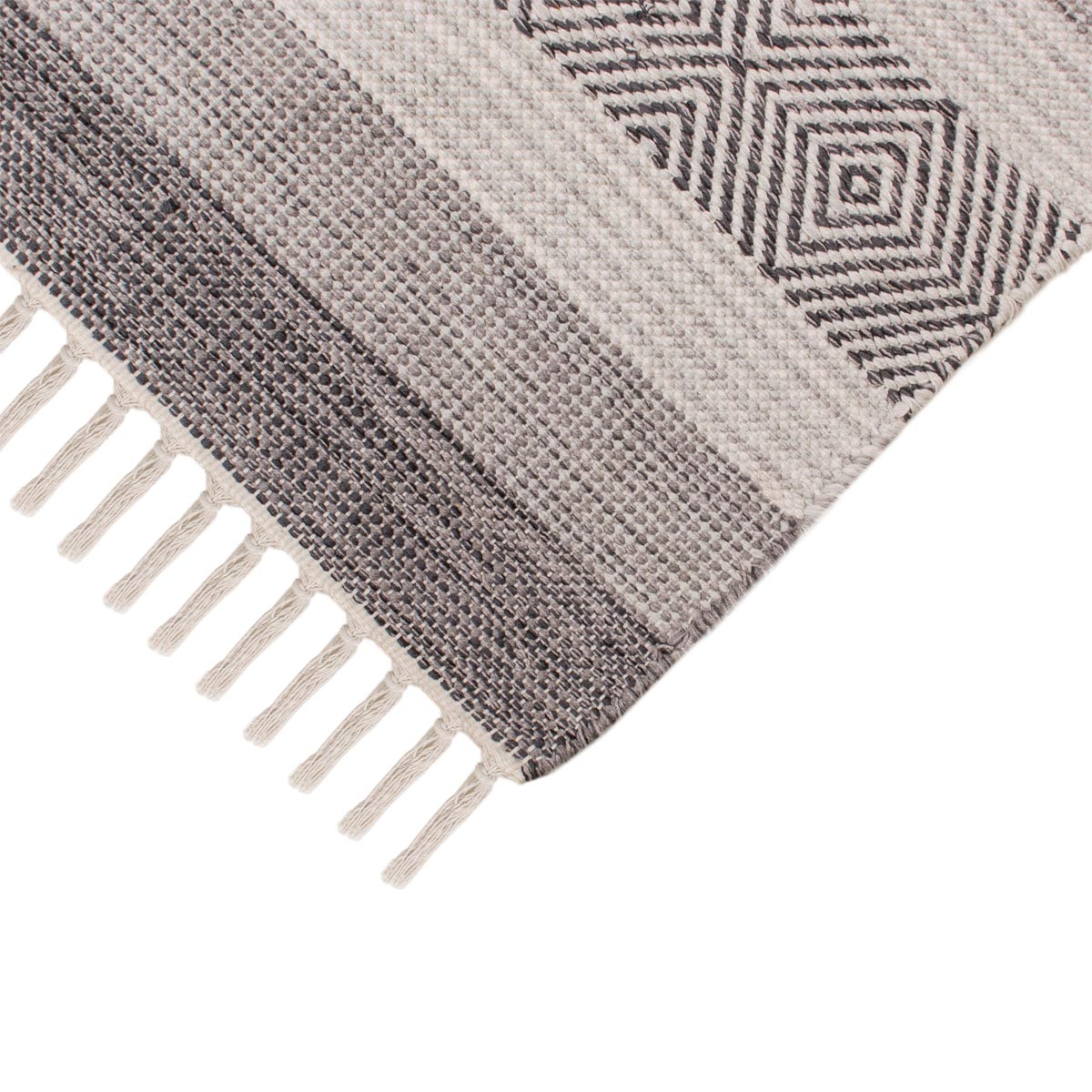 שטיח גפן כותנה 03 אפור עם פרנזים | השטיח האדום