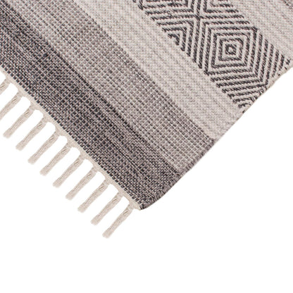 שטיח גפן כותנה 03 אפור עם פרנזים | השטיח האדום