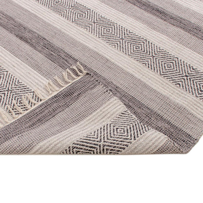 שטיח גפן כותנה 03 אפור עם פרנזים | השטיח האדום