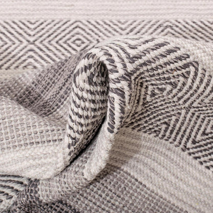 שטיח גפן כותנה 03 אפור עם פרנזים | השטיח האדום