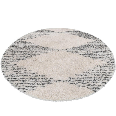 שטיח שאגי מרקש 10 קרם/שחור עגול | השטיח האדום