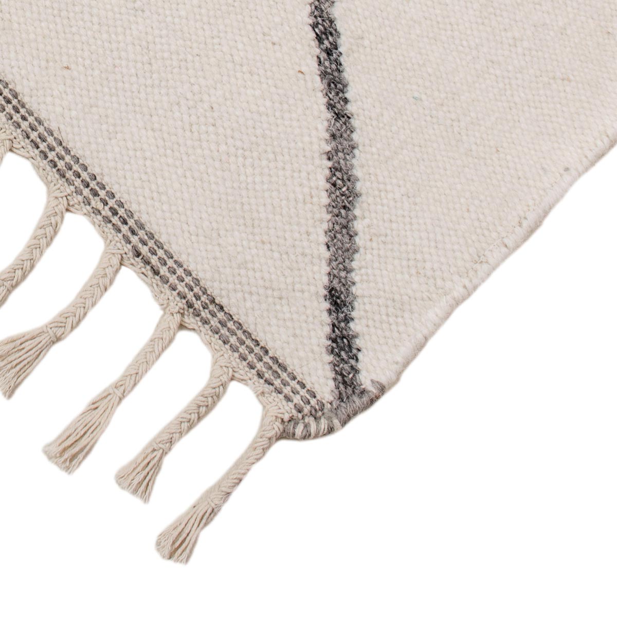 שטיח קילים שוהם 01 לבן ראנר עם פרנזים | השטיח האדום