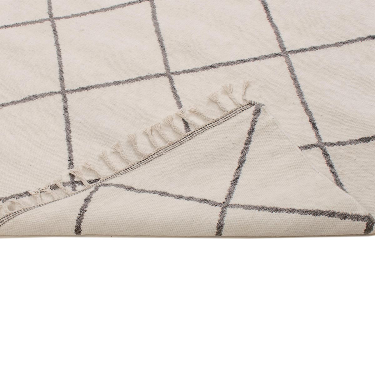 שטיח קילים שוהם 01 לבן ראנר עם פרנזים | השטיח האדום