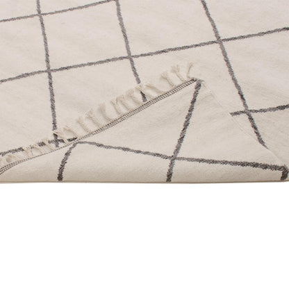 שטיח קילים שוהם 01 לבן ראנר עם פרנזים | השטיח האדום