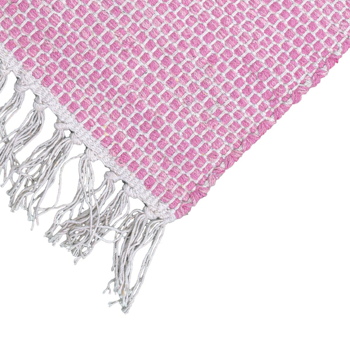 שטיח גפן כותנה 01 ורוד כהה עם פרנזים | השטיח האדום