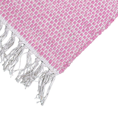 שטיח גפן כותנה 01 ורוד כהה עם פרנזים | השטיח האדום