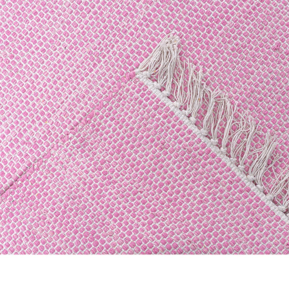 שטיח גפן כותנה 01 ורוד כהה עם פרנזים | השטיח האדום