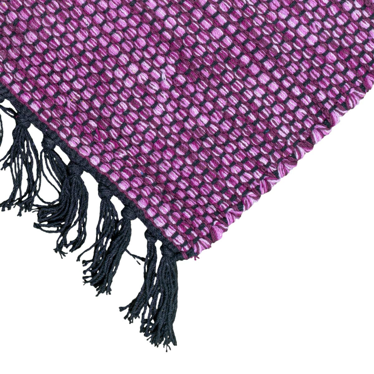 שטיח גפן כותנה 01 סגול/שחור עם פרנזים | השטיח האדום