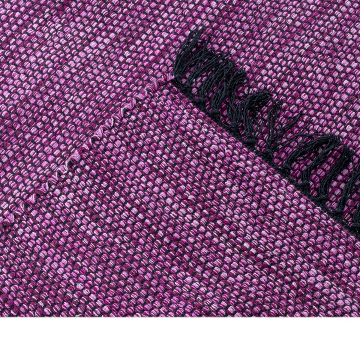 שטיח גפן כותנה 01 סגול/שחור עם פרנזים | השטיח האדום