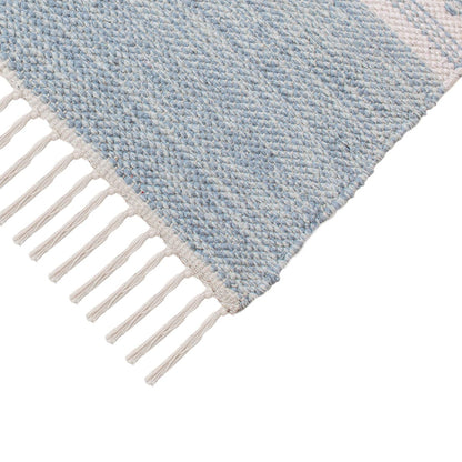 שטיח גפן כותנה 02 תכלת עם פרנזים | השטיח האדום