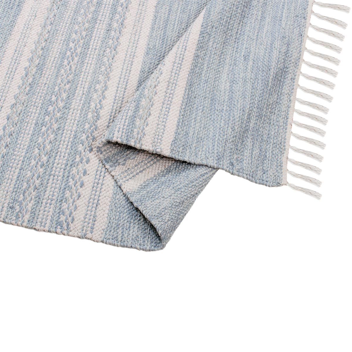 שטיח גפן כותנה 02 תכלת עם פרנזים | השטיח האדום