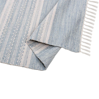 שטיח גפן כותנה 02 תכלת עם פרנזים | השטיח האדום