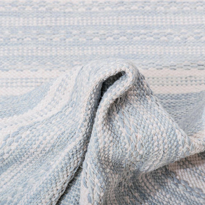 שטיח גפן כותנה 02 תכלת עם פרנזים | השטיח האדום