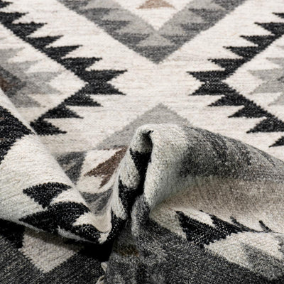 שטיח קילים סקנדינבי 01 אפור עגול | השטיח האדום