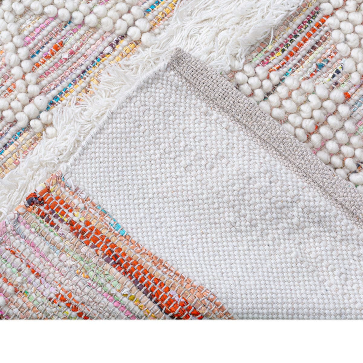 שטיח גפן כותנה 07 לבן/קרם/צבעוני | השטיח האדום