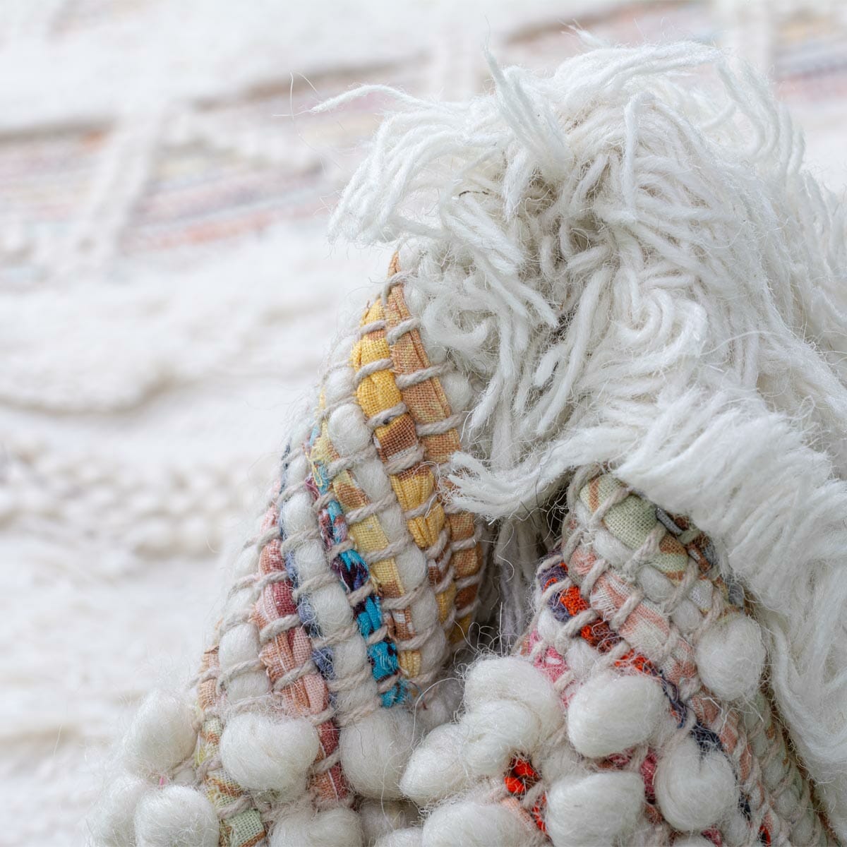 שטיח גפן כותנה 07 לבן/קרם/צבעוני | השטיח האדום