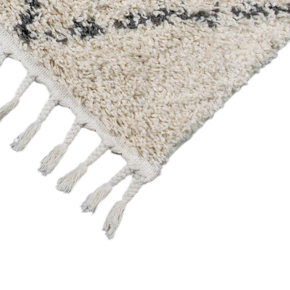 שטיח שאגי מרקש 02 קרם/שחור עם פרנזים | השטיח האדום