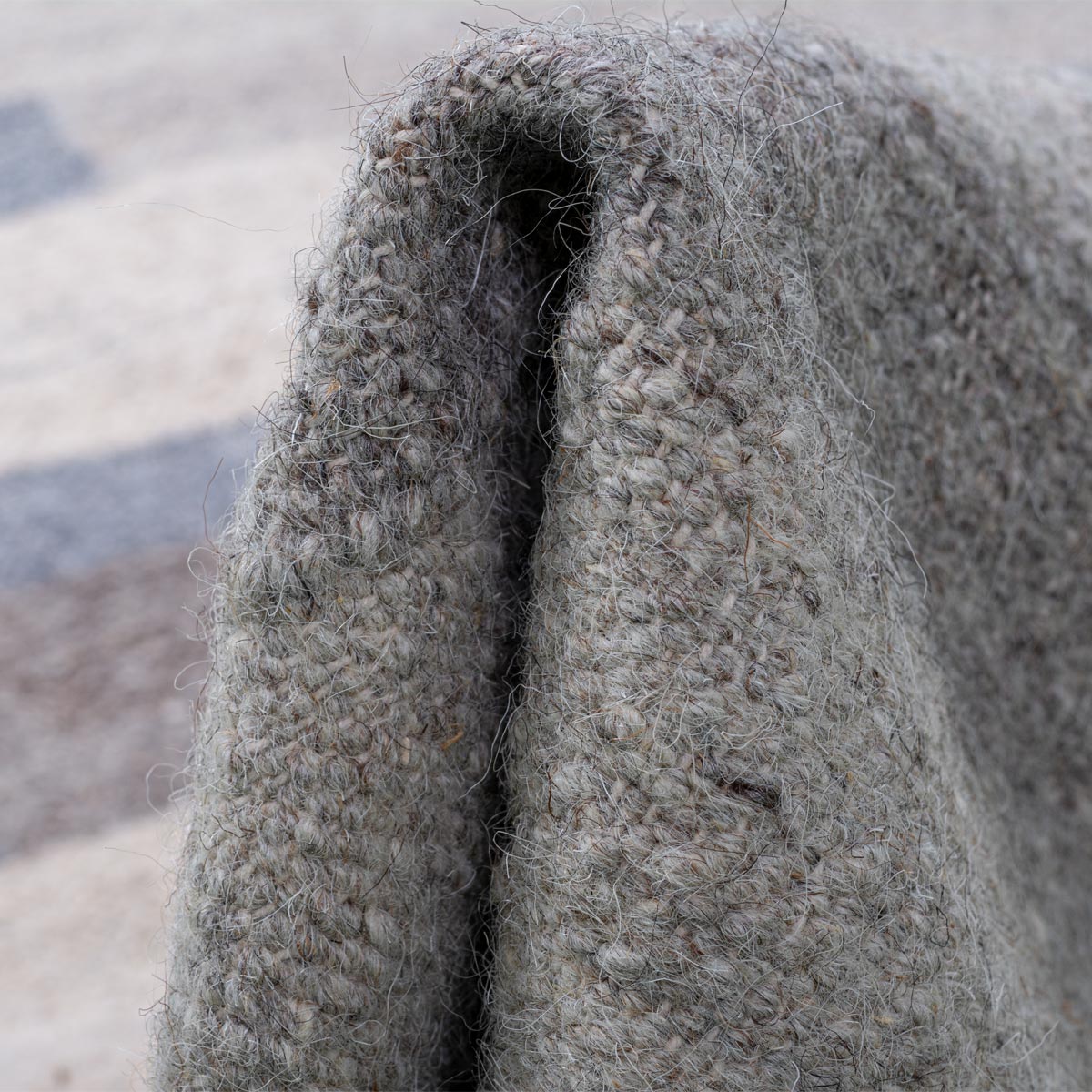 שטיח קילים סקנדינבי 19 כחול/צהוב/אפור עם פרנזים | השטיח האדום