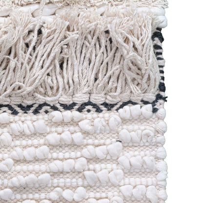 שטיח גפן כותנה 09 קרם/בז'/שחור עם פרנזים | השטיח האדום