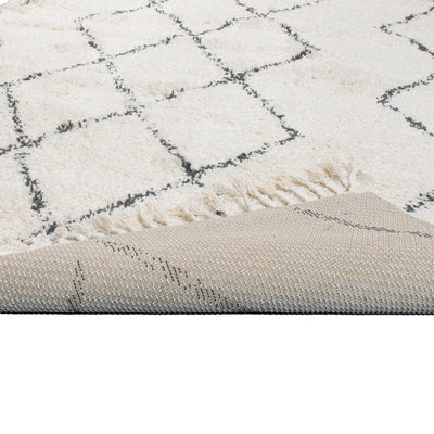 שטיח שאגי מרקש 03 קרם/שחור ראנר עם פרנזים | השטיח האדום