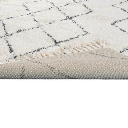 שטיח שאגי מרקש 03 קרם/שחור עם פרנזים | השטיח האדום