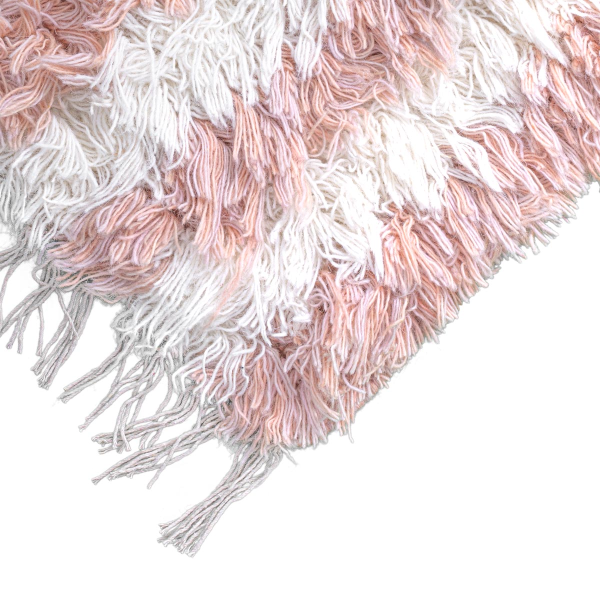 שטיח קילים סקנדינבי 23 לבן/ורוד ראנר עם פרנזים | השטיח האדום