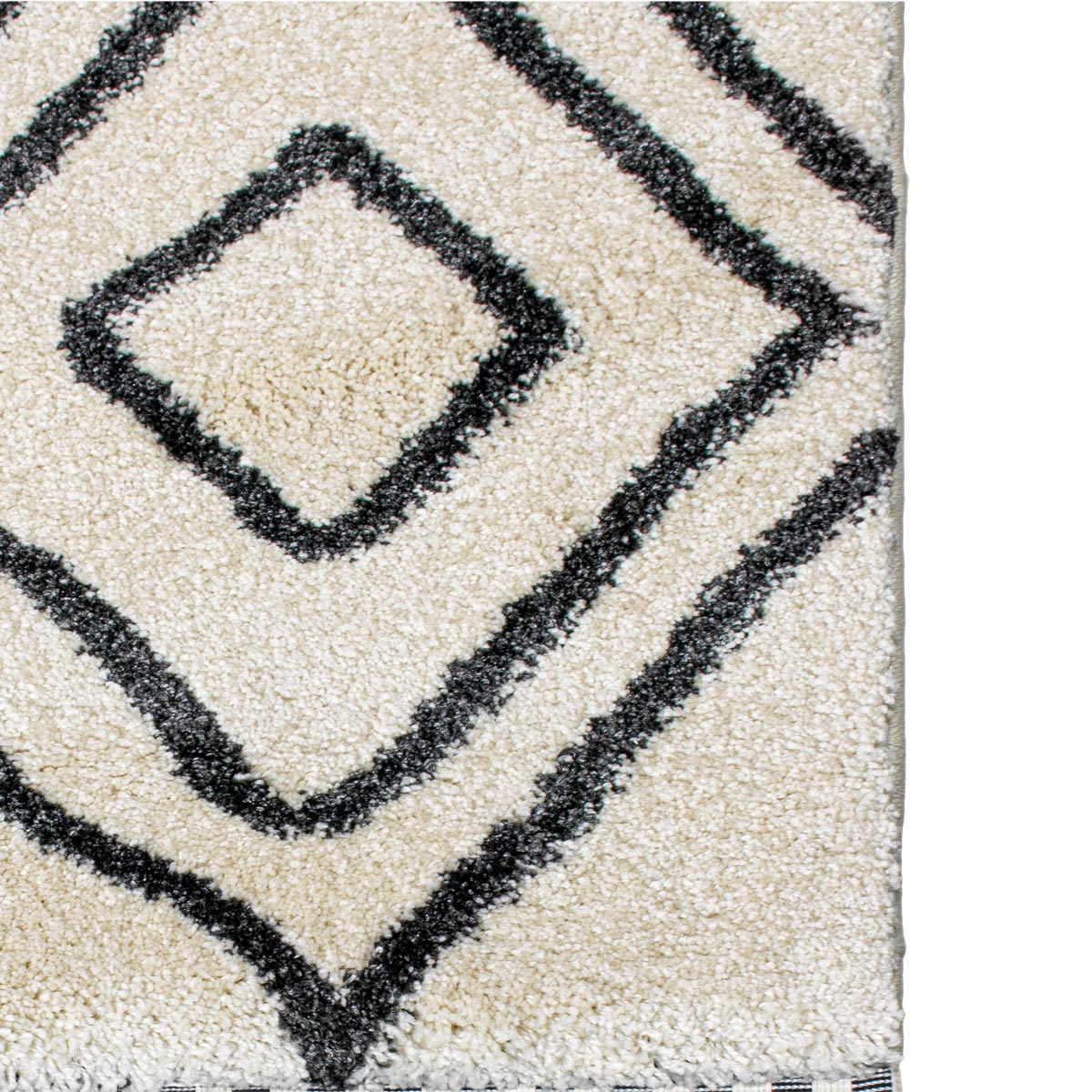 שטיח מרקש 16 קרם/שחור עם פרנזים | השטיח האדום