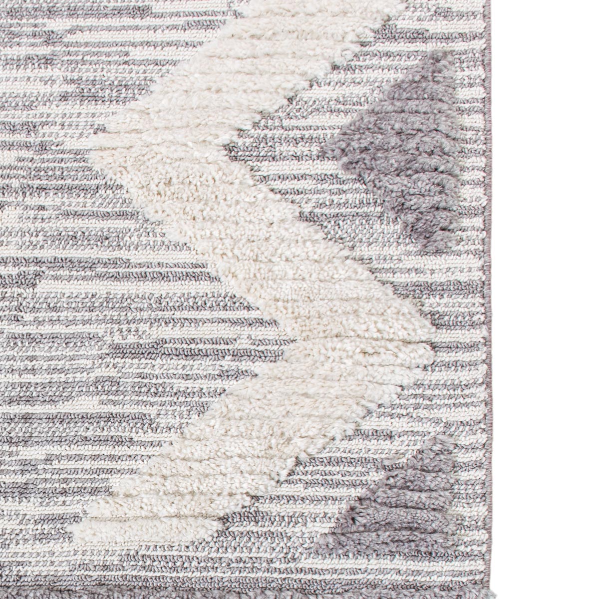 שטיח אטלס 06 אפור/קרם עם פרנזים | השטיח האדום