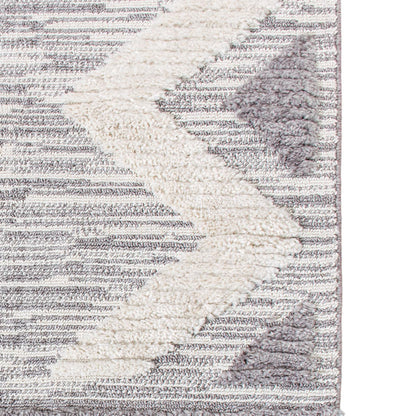 שטיח אטלס 06 אפור/קרם עם פרנזים | השטיח האדום