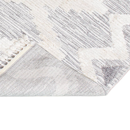 שטיח אטלס 06 אפור/קרם עם פרנזים | השטיח האדום