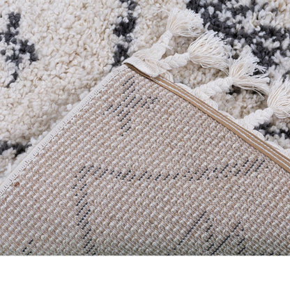 שטיח שאגי מרקש 09 קרם/שחור ראנר עם פרנזים | השטיח האדום