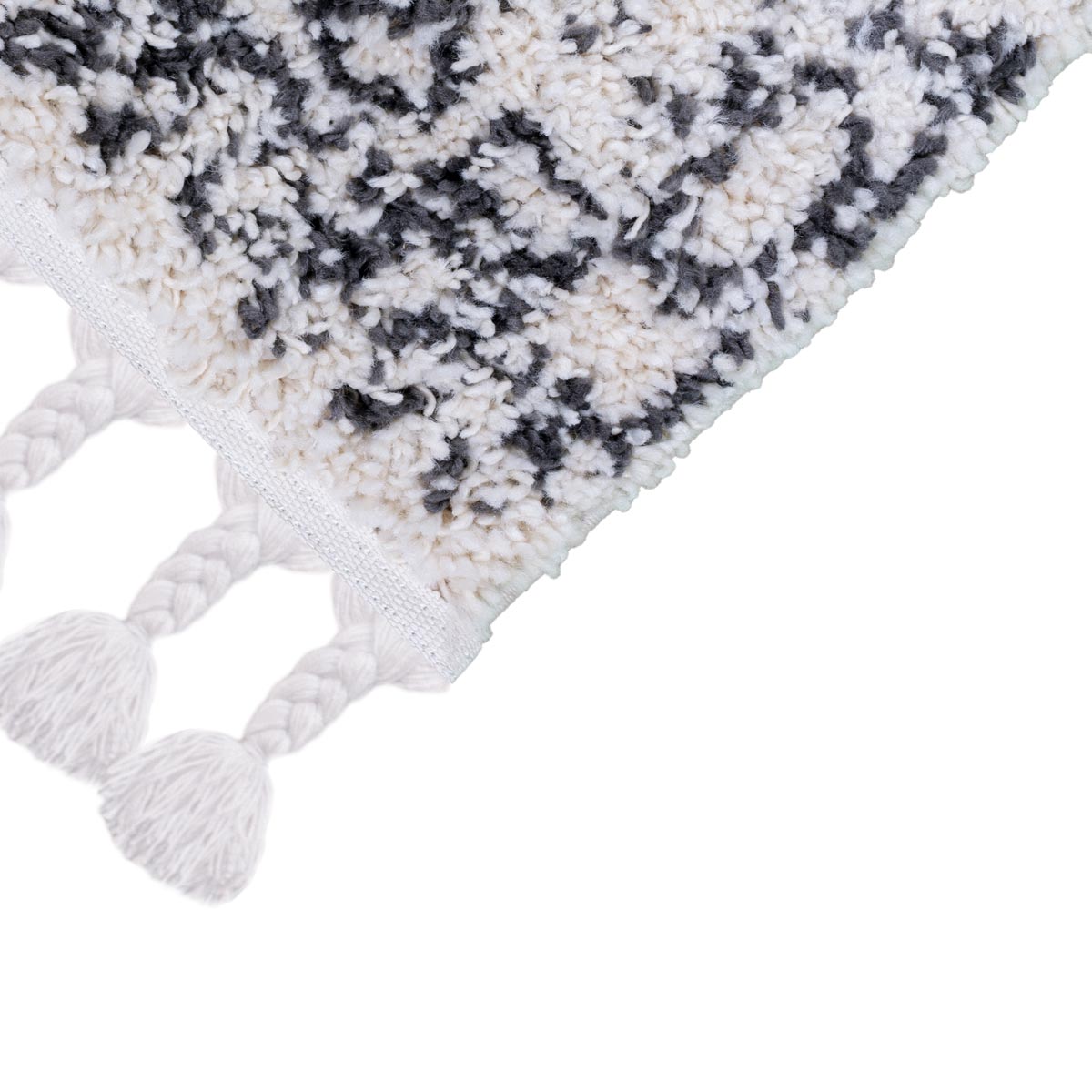 שטיח שאגי מרקש 08 קרם/שחור עם פרנזים | השטיח האדום