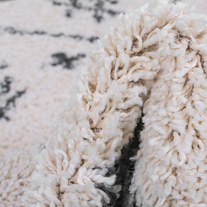 שטיח שאגי מרקש 09 קרם/שחור עגול | השטיח האדום