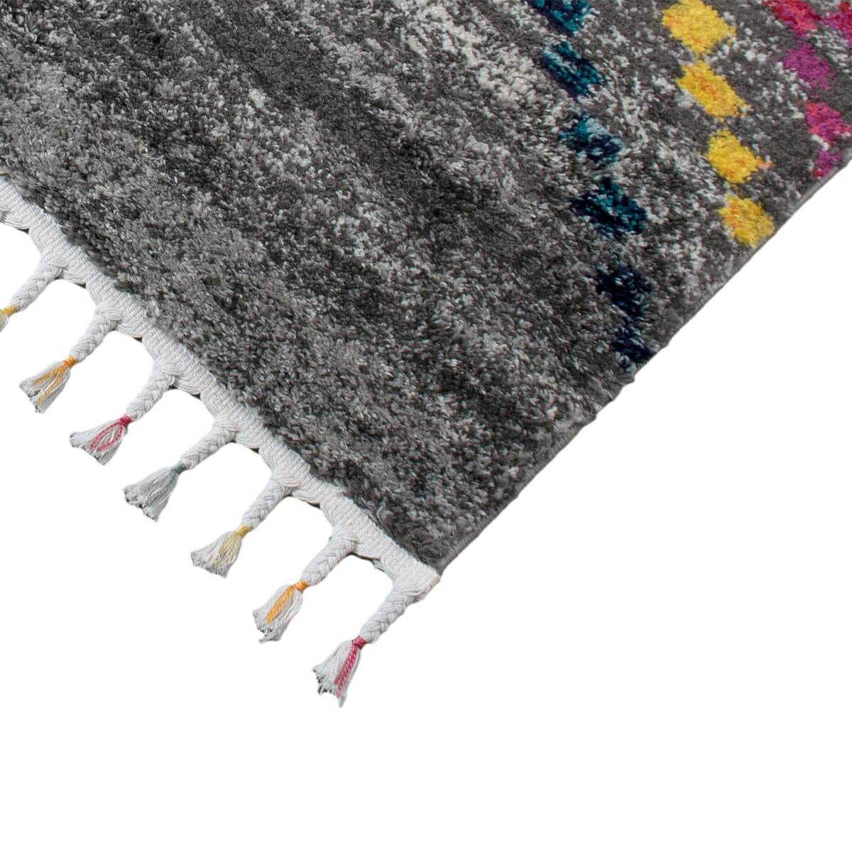 שטיח מיקונוס 02 אפור ראנר עם פרנזים | השטיח האדום